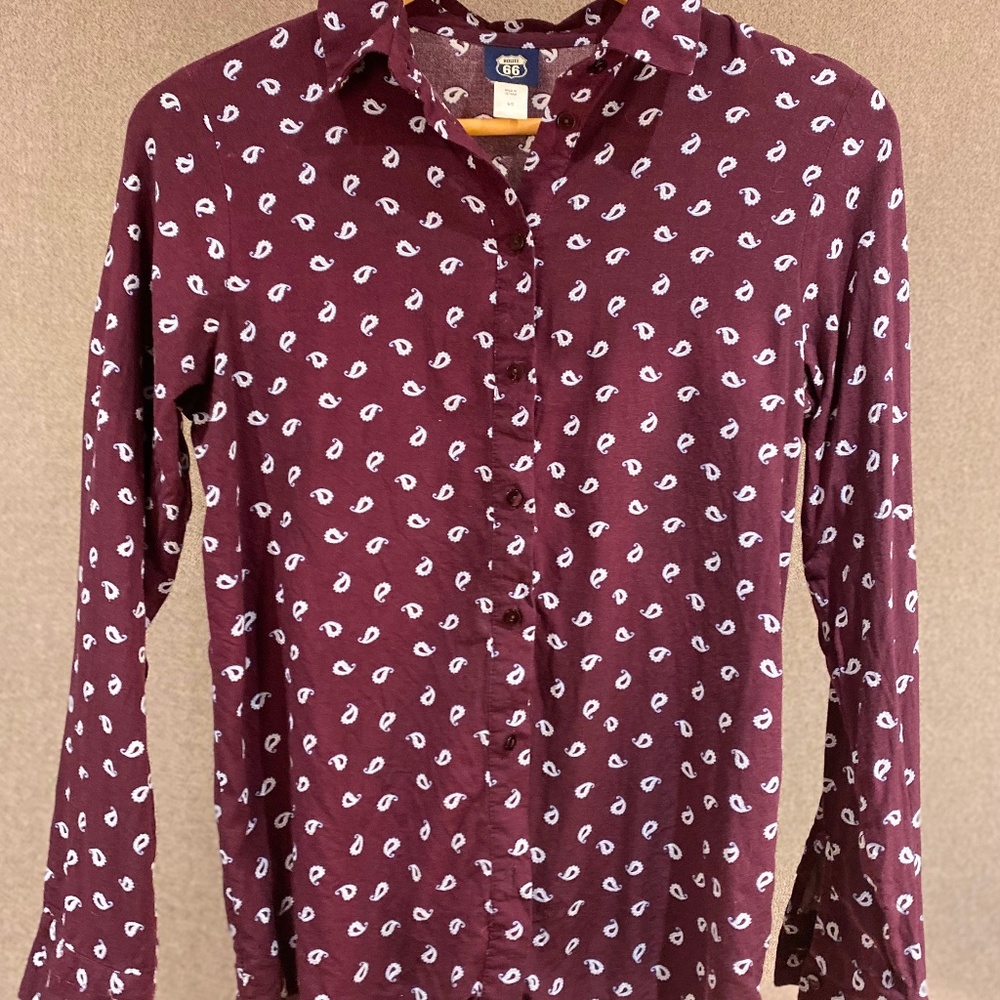 Route 66 Purple Paisley Collared Shirt